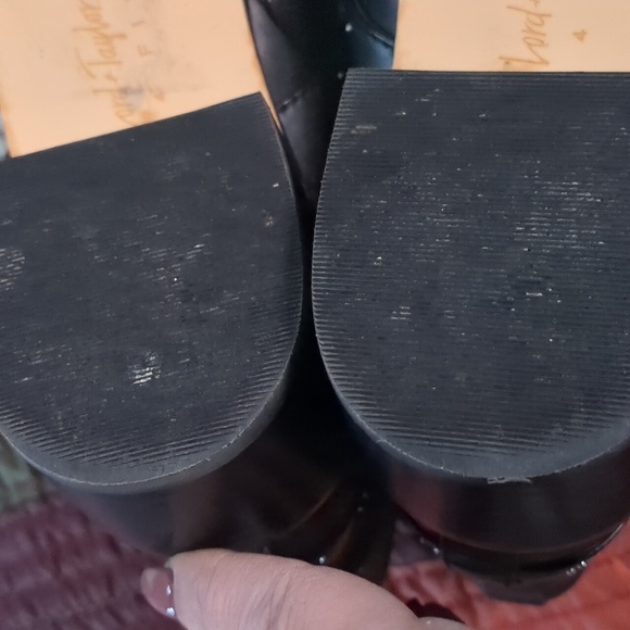 LORD & TAYLOR* 3 buckled strap studded block heel side zip moto boots - Picture 12 of 16